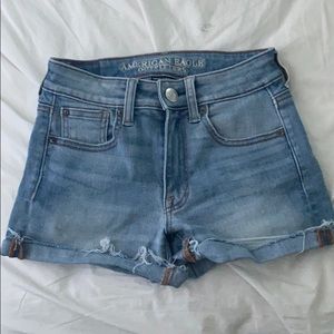 American Eagle High Rise Light Wash Denim Shorts